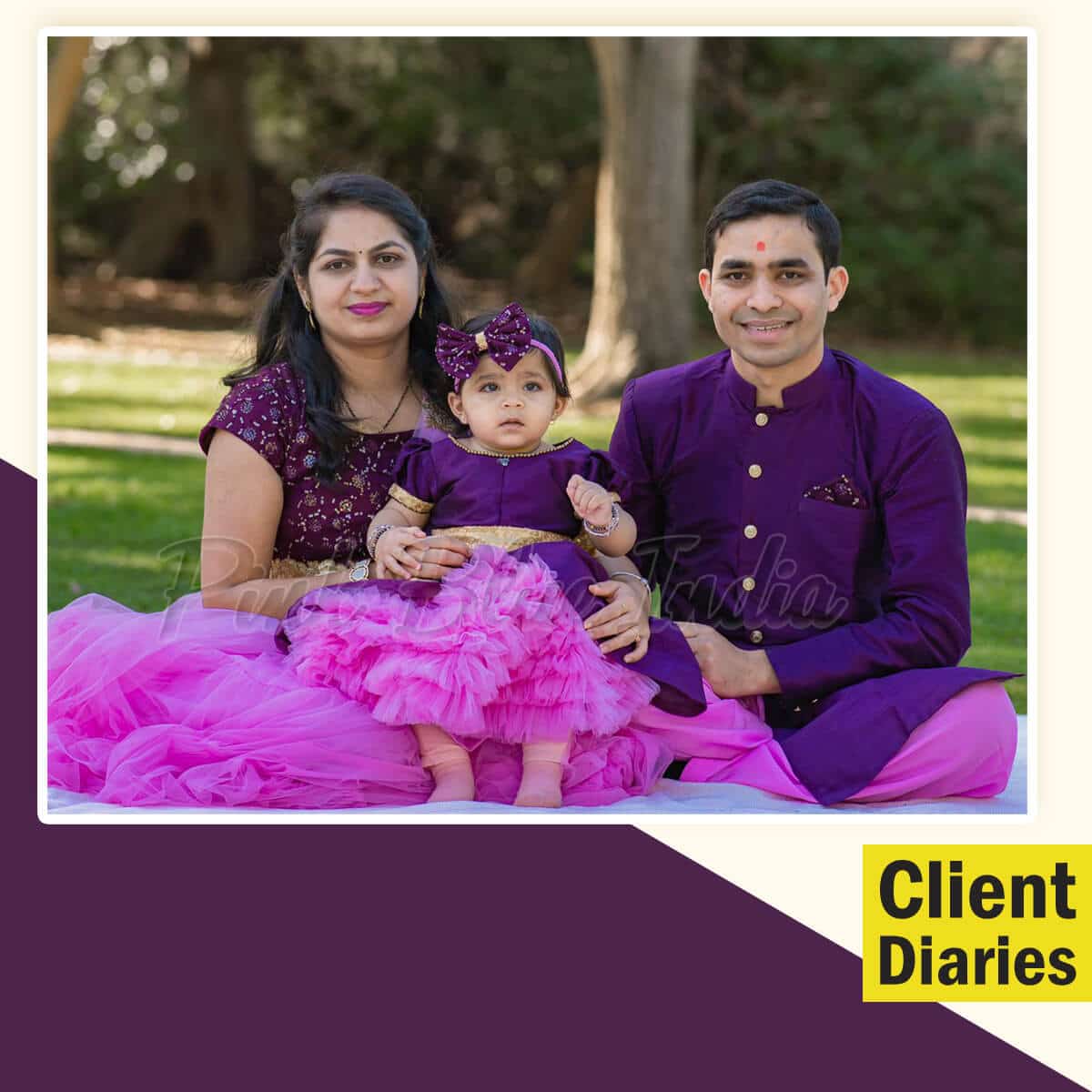 Purple net matching dress for mother daughter party elegant outfit