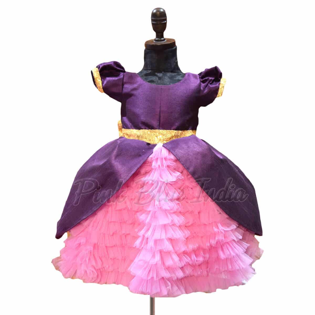Purple lilac layered gown for girls stylish birthday party outfit