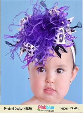 Purple white crochet floral headband newborn baby girls cute
