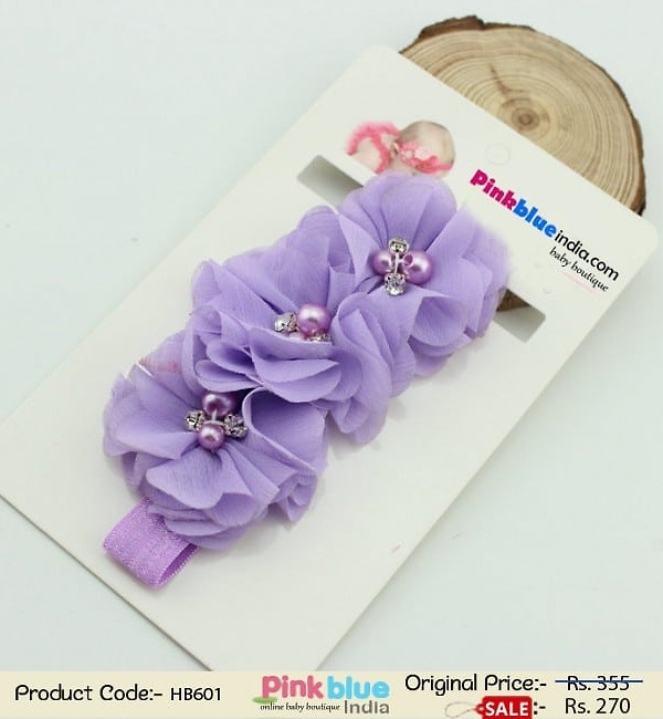 Purple infant girl hairband for party wear, cute and elegant gifting
