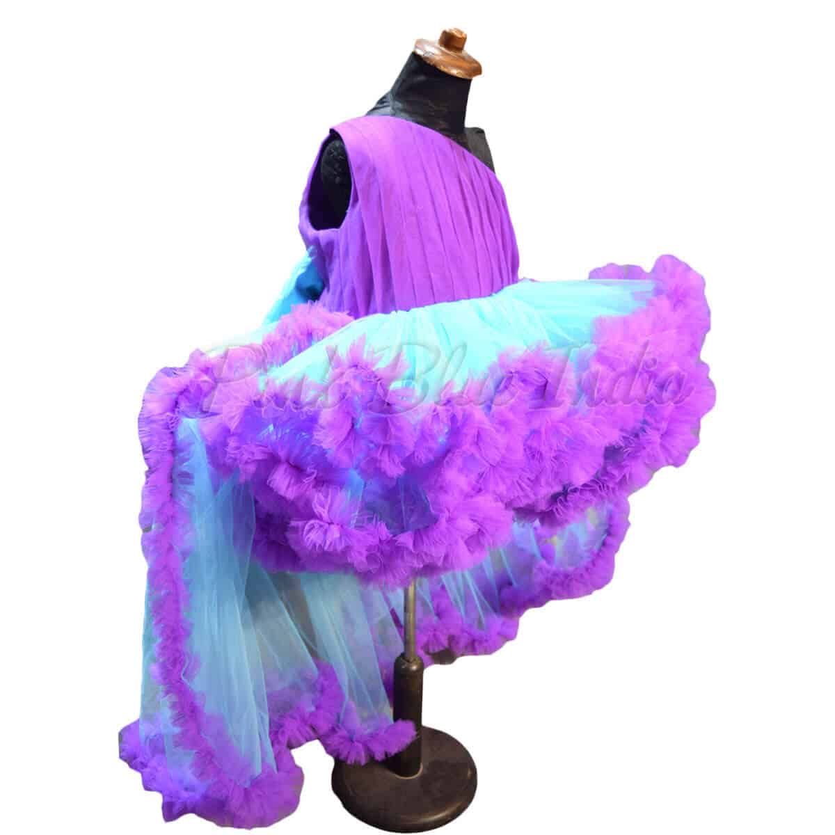 Purple ruffled party wear dress for girls birthday stylish outfit