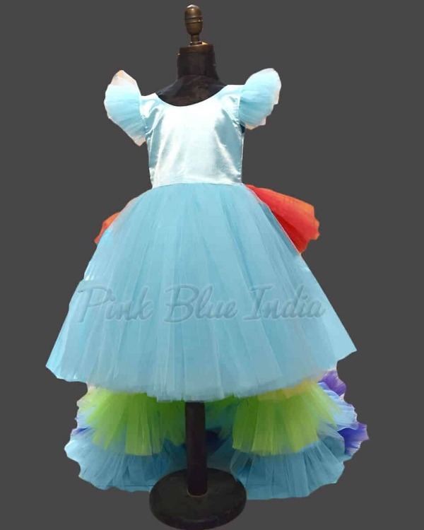 Rainbow theme birthday dress for girls party colorful stylish outfit