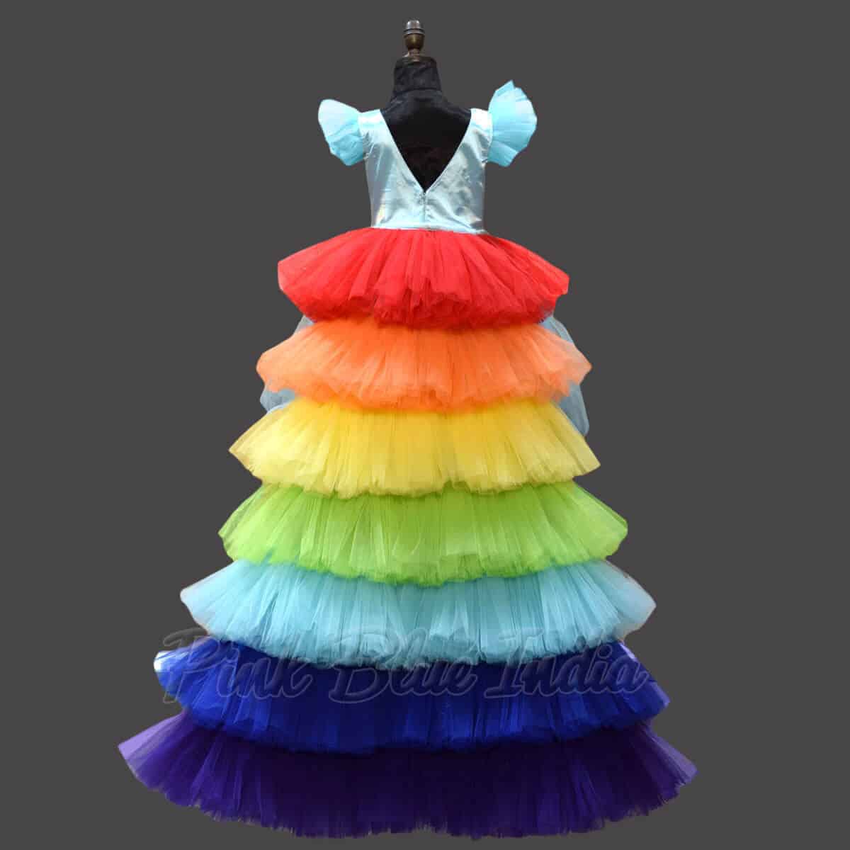 Rainbow birthday party dress for girls colorful stylish celebration wear