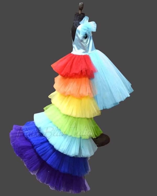 Rainbow theme birthday outfit for kids girls party vibrant dress