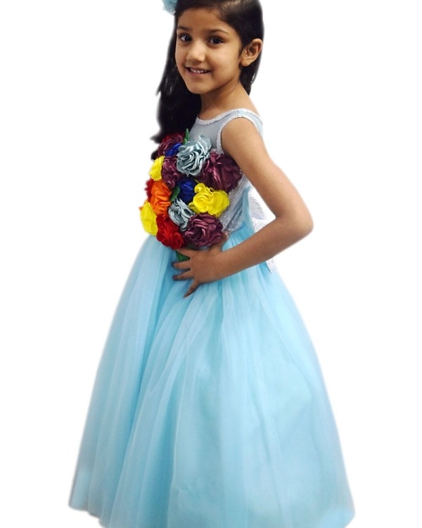 Rainbow theme dress for baby girl birthday party wear vibrant