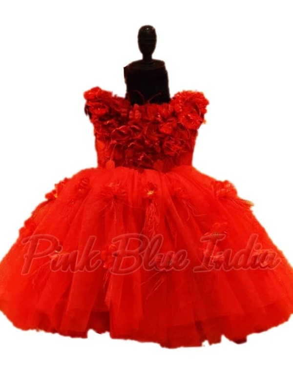 Red birthday frock for girls elegant stylish party wear special occasion
