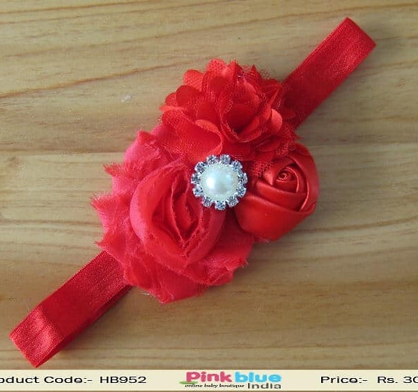 Red flower infant hairband for wedding, bold and stylish accessory