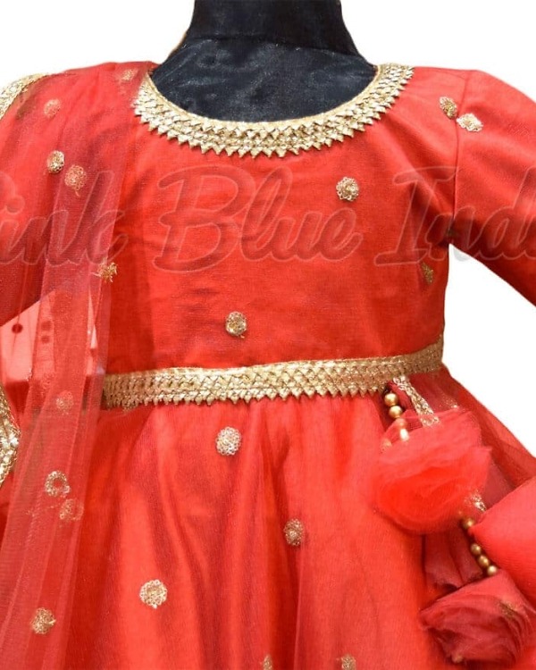 Baby girl red traditional outfit for wedding festive stylish wear