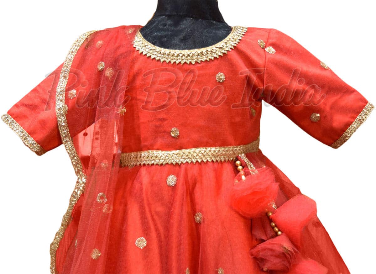 Baby girl red traditional outfit for wedding festive stylish wear