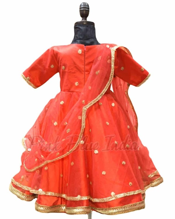 Red ethnic gown for girls wedding celebration stylish traditional wear