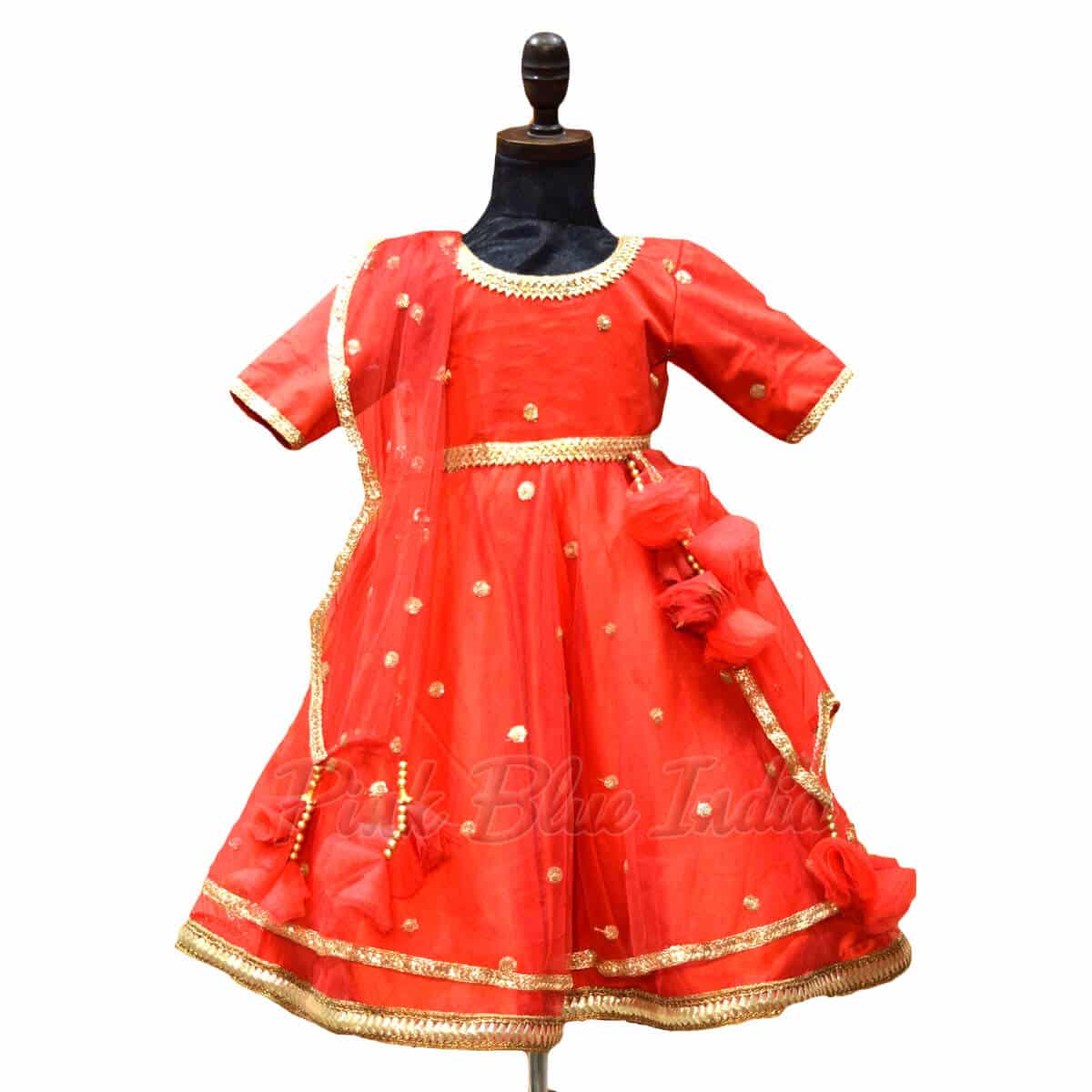 Red Indian traditional dress for girls wedding festive elegant outfit