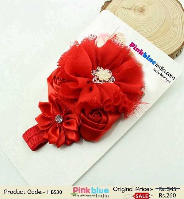 Red infant girl headband for party celebration, cute and comfortable gift