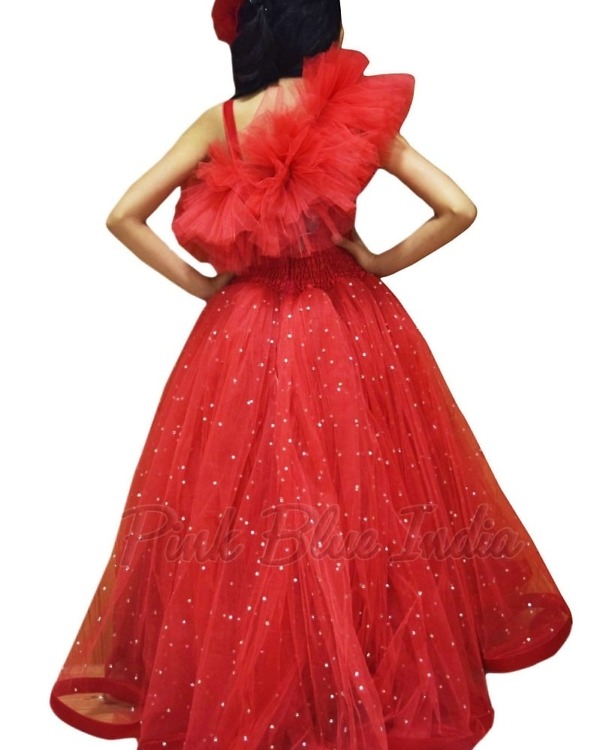 Red party wear dress for girls stylish birthday celebration outfit