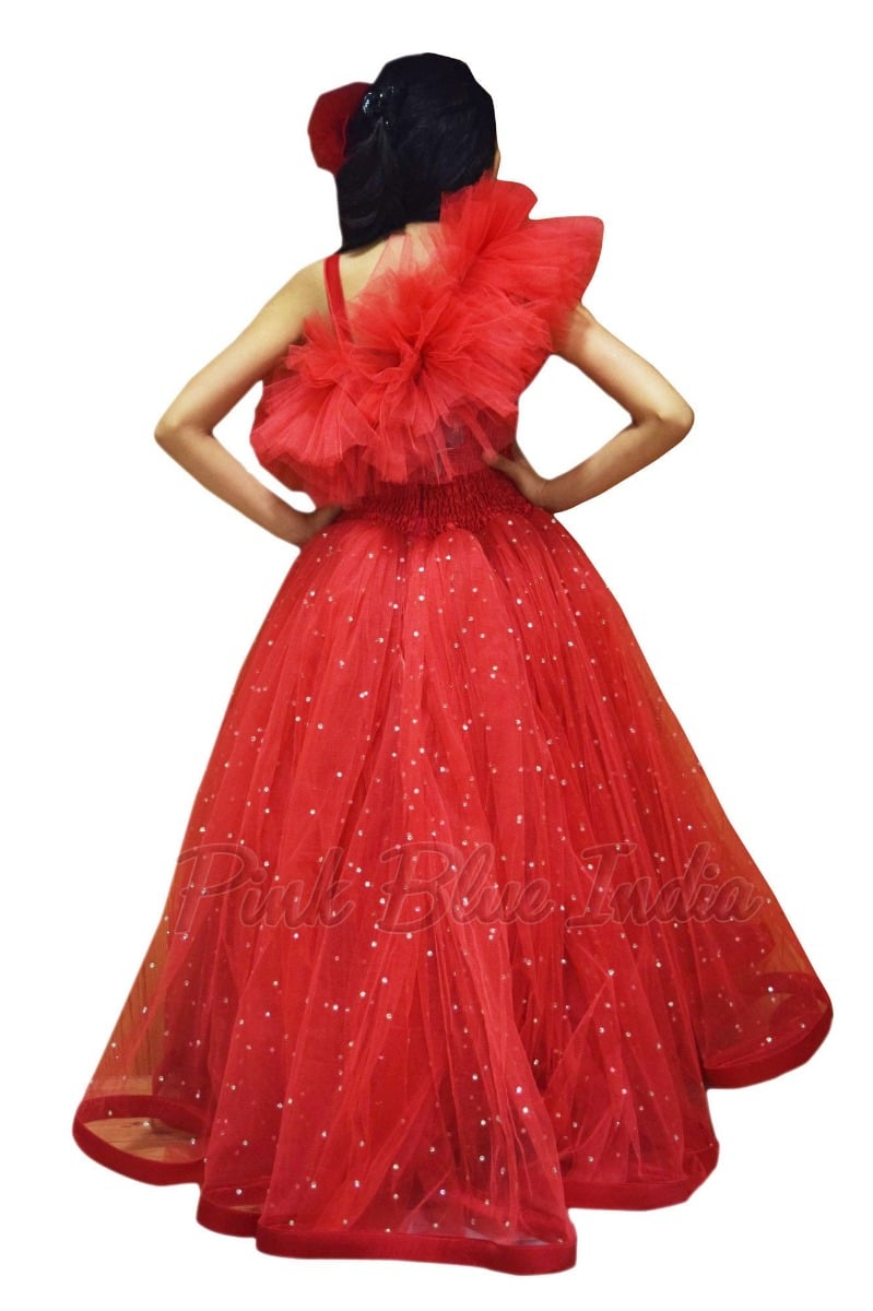 Red party wear dress for girls stylish birthday celebration outfit