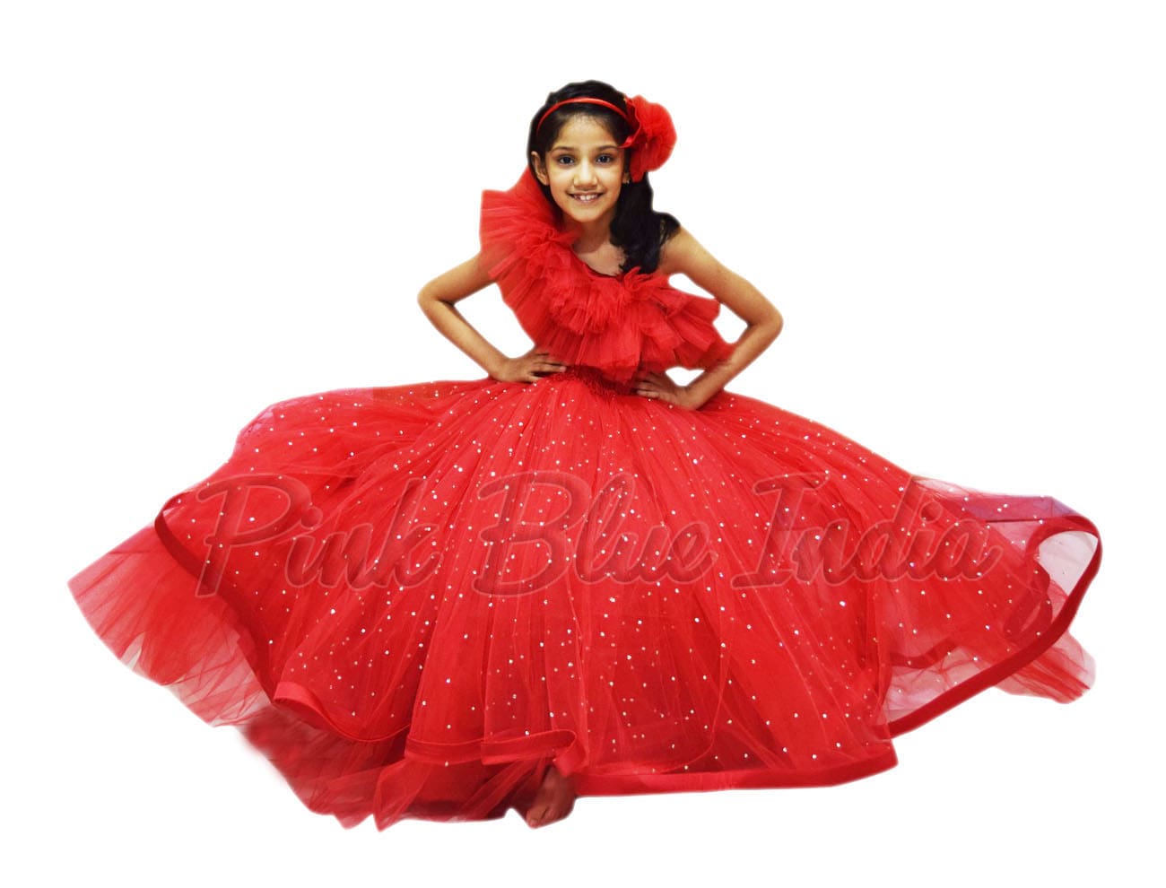 Red party gown for girls stylish birthday celebration elegant outfit