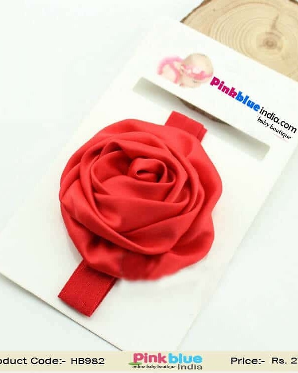 Red rose baby girl hair accessory for wedding, bold and stylish wear