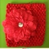 Red sunflower crochet headband for kids birthday outfit, vibrant stylish accessory