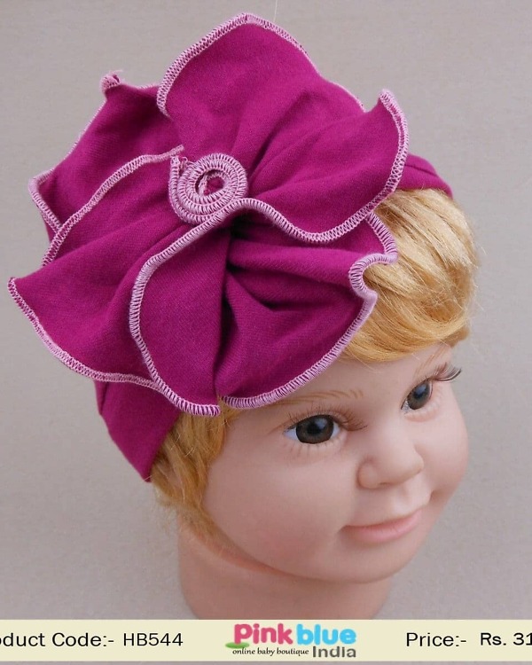 Red violet infant girl headband for party celebration, bold and elegant