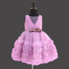 Rosette baby girl gown party wear stylish birthday outfit