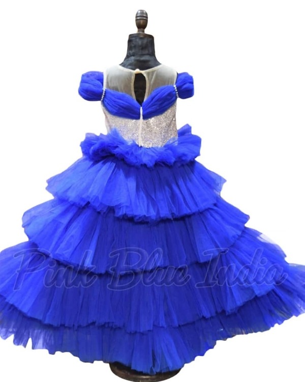 Toddler girl royal blue party dress stylish birthday outfit