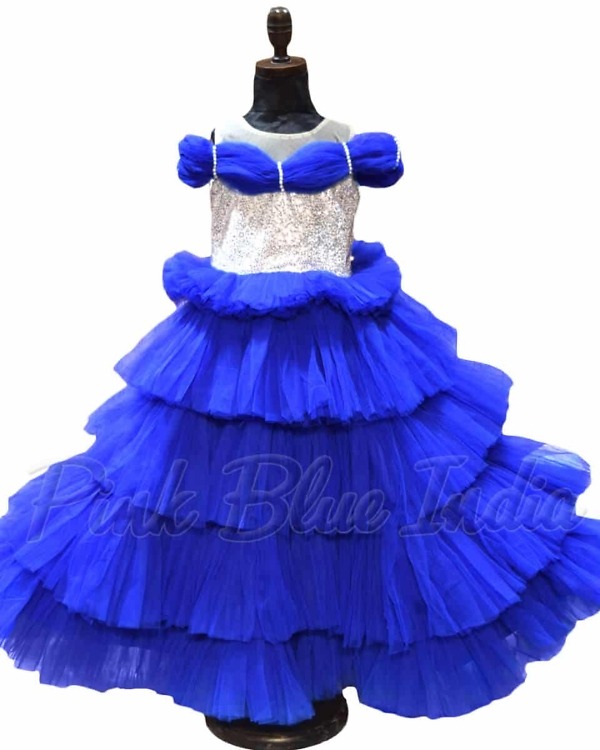 Toddler girl royal blue gown stylish party occasion outfit