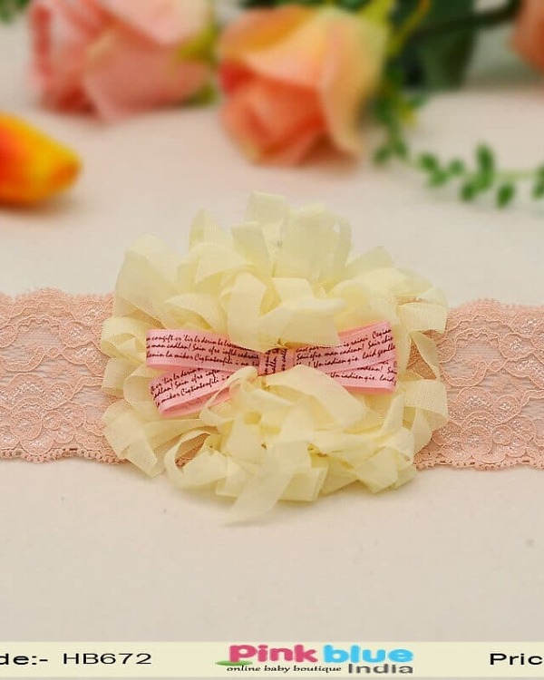 Baby girl salmon net flower headband cute festive wear accessory