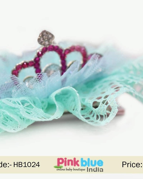 Sea green designer hair clip for girls wedding, elegant and stylish wear