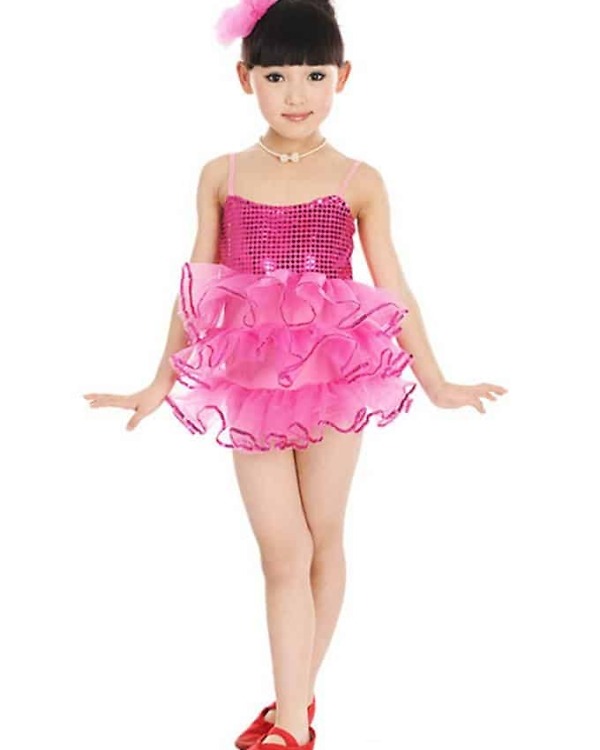 Shimmery hot pink dance costume for little girls party occasions