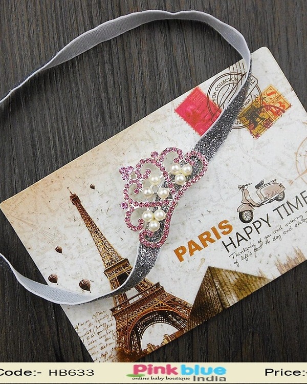 Silver white princess hairband, wedding party accessory for girls, elegant sparkle look