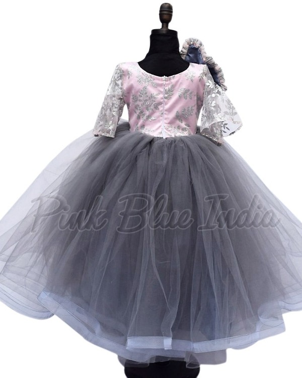 Bell sleeves gown for baby girl birthday stylish party wear