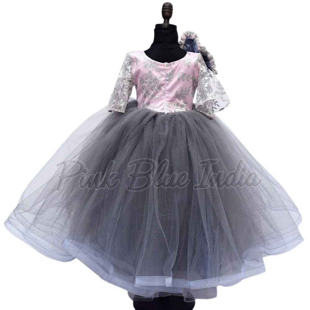 Bell sleeves gown for baby girl birthday stylish party wear