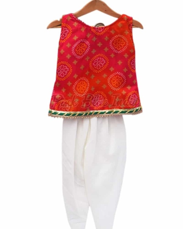 Dhoti dress with bandhej top for baby girl wedding stylish