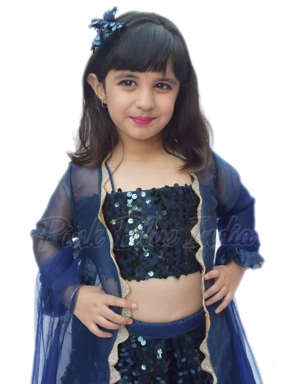 Blue Indian wedding lehenga for baby girl traditional stylish festive wear