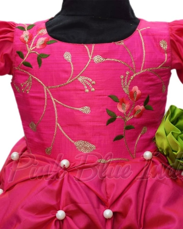 Hot pink designer dress for girls boutique style stylish party wear