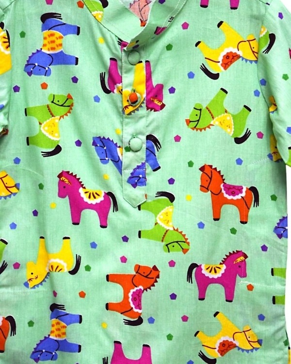 Horse print cotton kurta kids fun animal design festive outfit stylish wear
