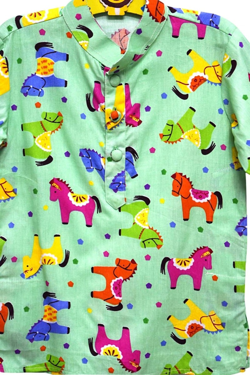 Horse print cotton kurta kids fun animal design festive outfit stylish wear