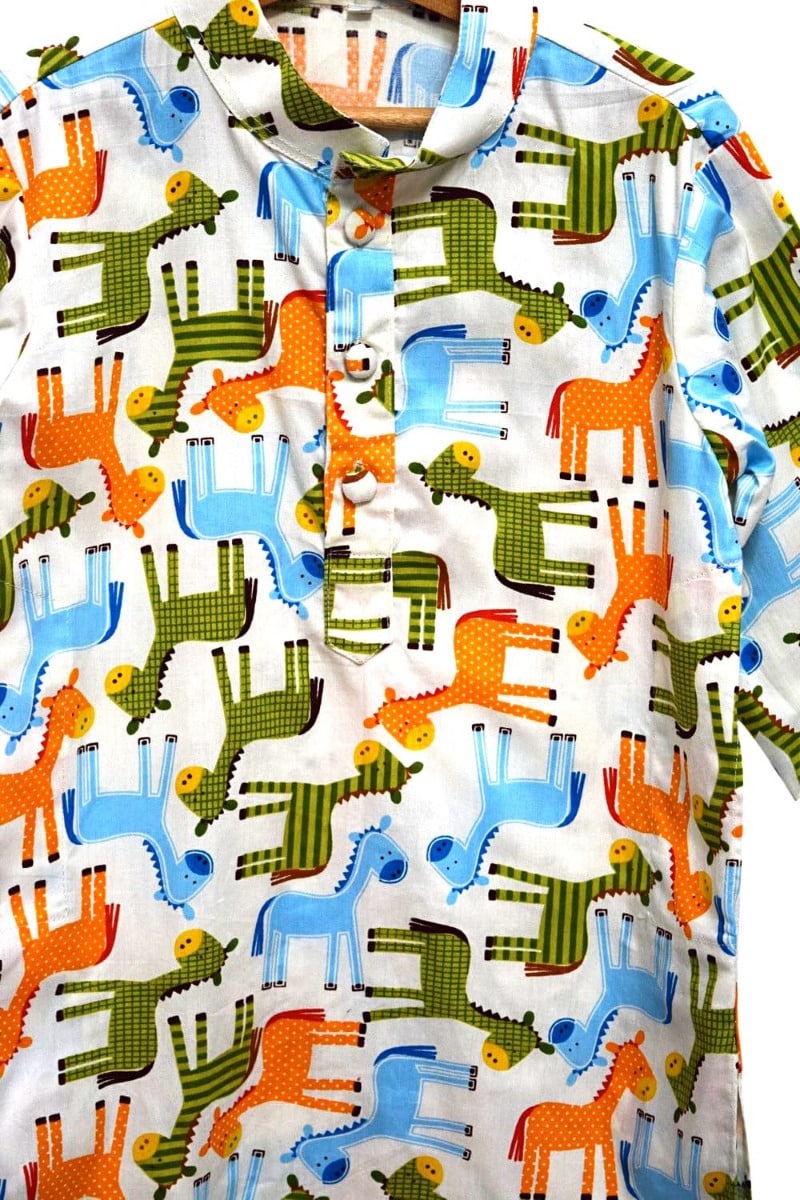 Giraffe print kids kurta fun animal design festive outfit stylish party wear