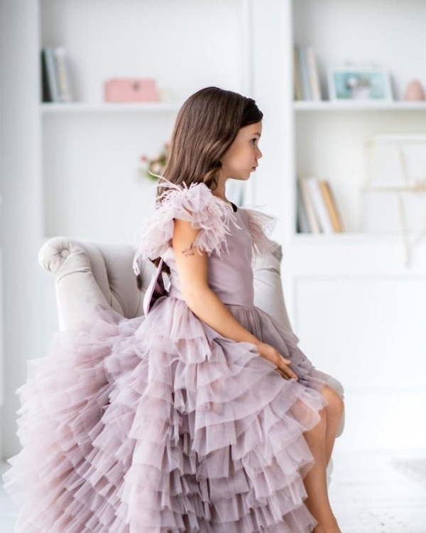 Lavender birthday party gown for girls elegant stylish special occasion wear
