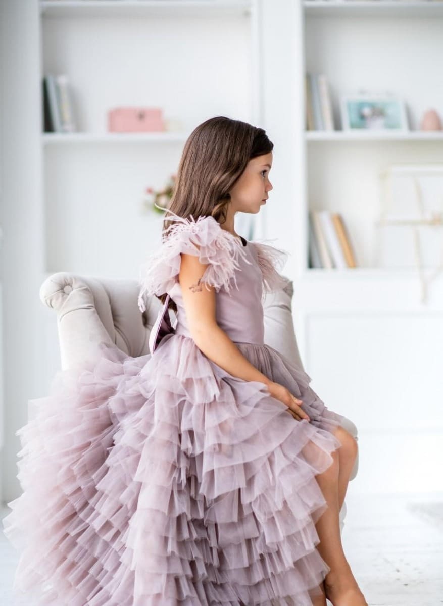 Lavender birthday party gown for girls elegant stylish special occasion wear