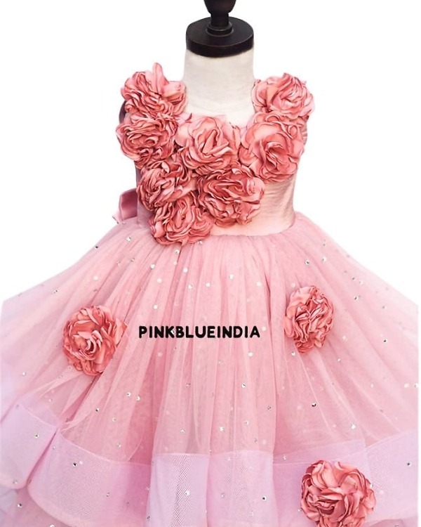 Mauve net dress for girls with stone work for party, elegant and stylish