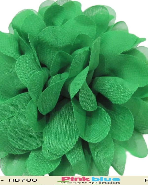 Dark green net baby hairband for party wear, stylish and fresh look