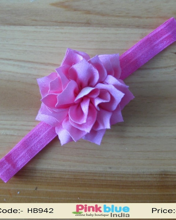 Magenta flower designer hairband for kids birthday party, vibrant stylish look