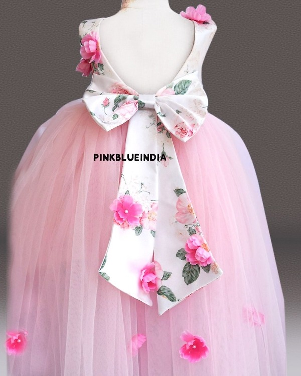 Pink high low tulle dress for baby girls, cute and elegant party outfit