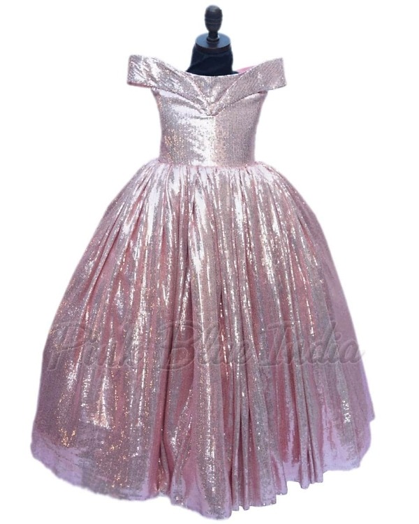 Rose gold birthday dress for baby girl sequin stylish party wear