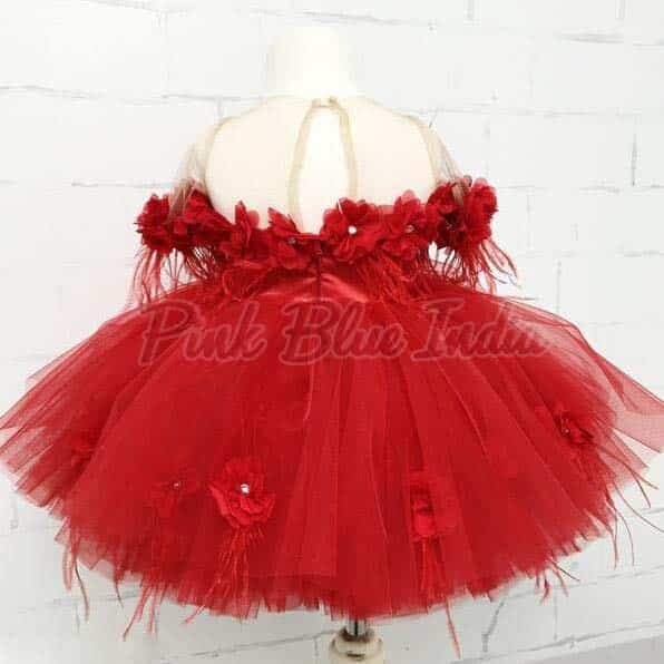 Trendy red party wear dress for girls birthday celebration stylish outfit