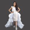 Silver detachable tail birthday gown girls party wear stylish elegant look