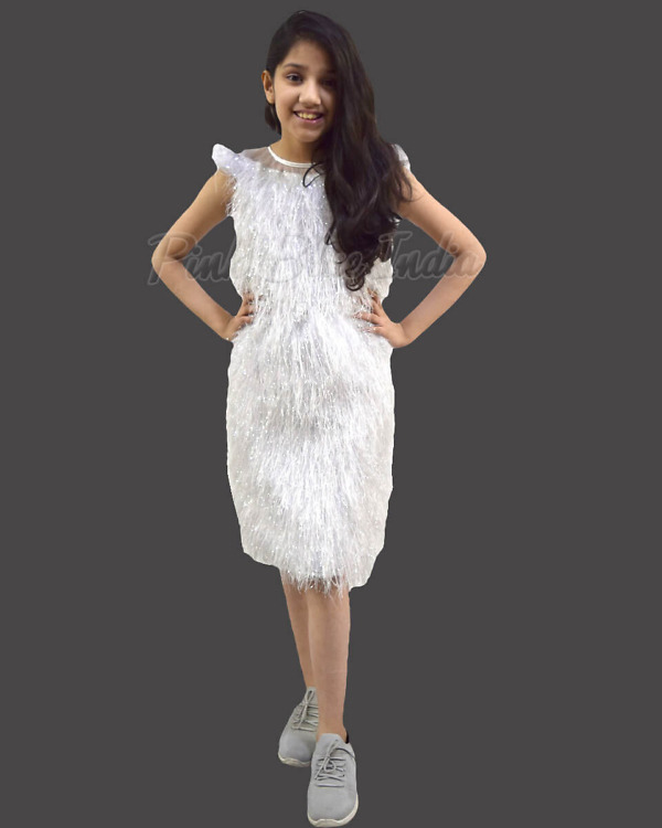 Silver detachable tail gown girls party wear birthday stylish elegant look
