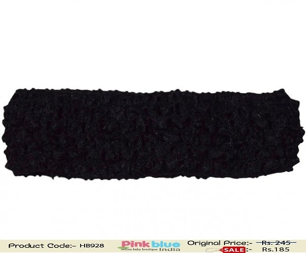 Black crochet headband for baby girls party wear stylish stretchable