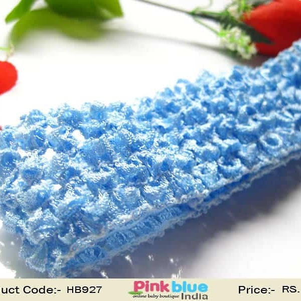 Sky blue crochet headband for kids girl party wear, stylish handmade accessory
