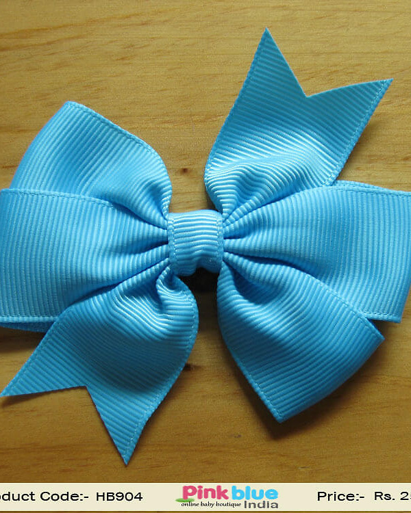 Sky blue designer knot hairband for baby girl party wear, soft elegant style